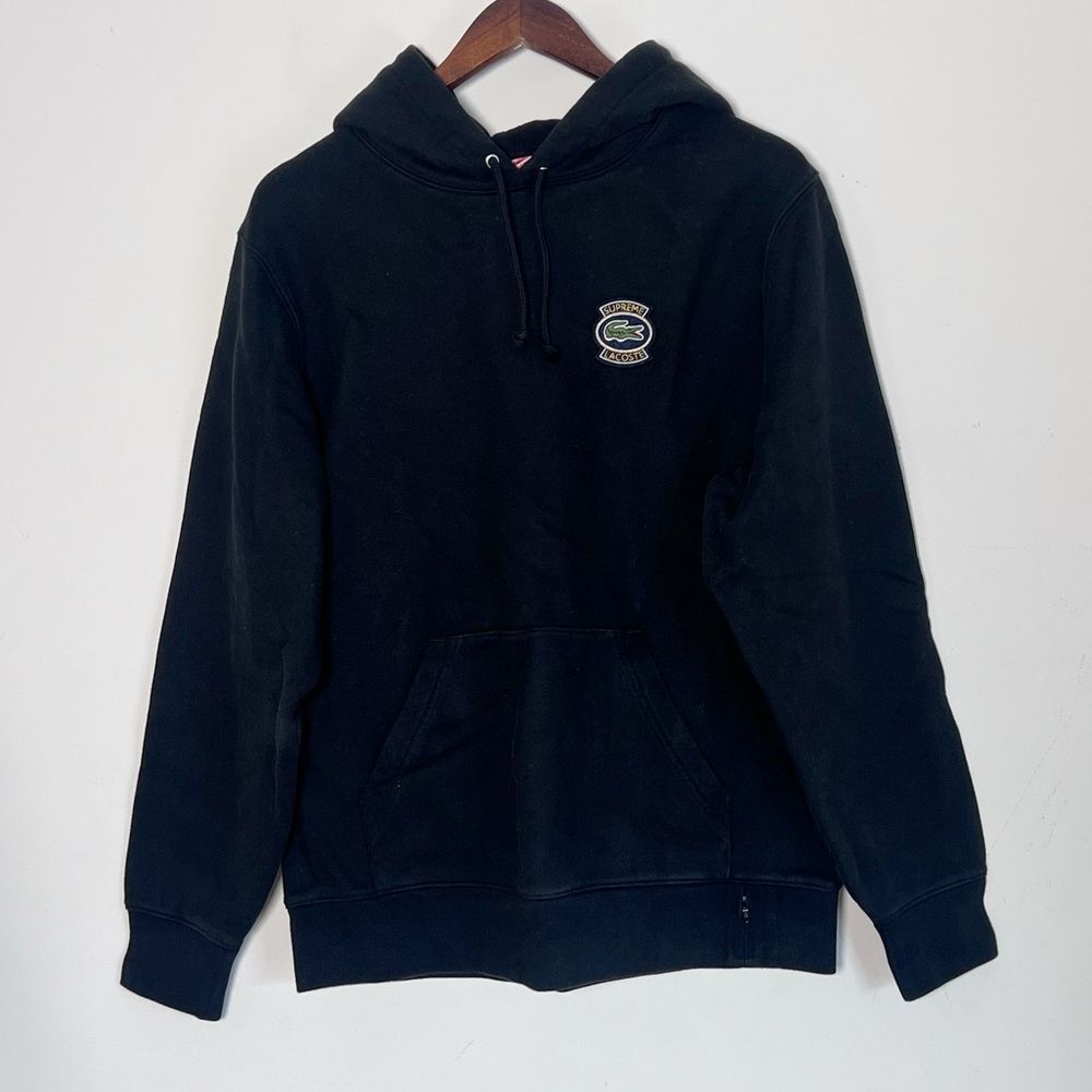 Supreme LACOSTE Black Hooded Sweatshirt NWT